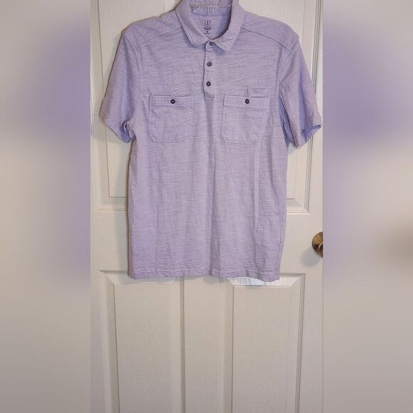 INC International Concept M Lavender ShrtSlv Pocket 100% Cotton  Polo Men Shirt - Picture 1 of 6